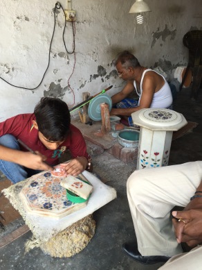 Visiting the marble factory that upkeeps the Taj.